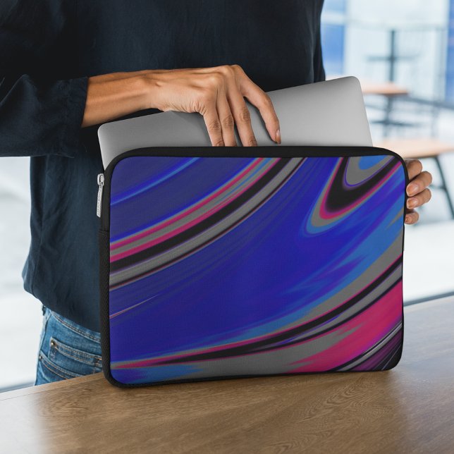 Abstract Blue Gray Magenta Fractal Swirl Laptop Sleeve (Creator Uploaded)