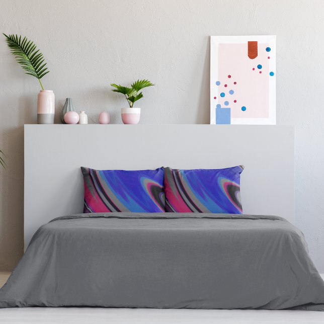 Abstract Blue Gray Magenta Fractal Swirl Pillow Case (Creator Uploaded)