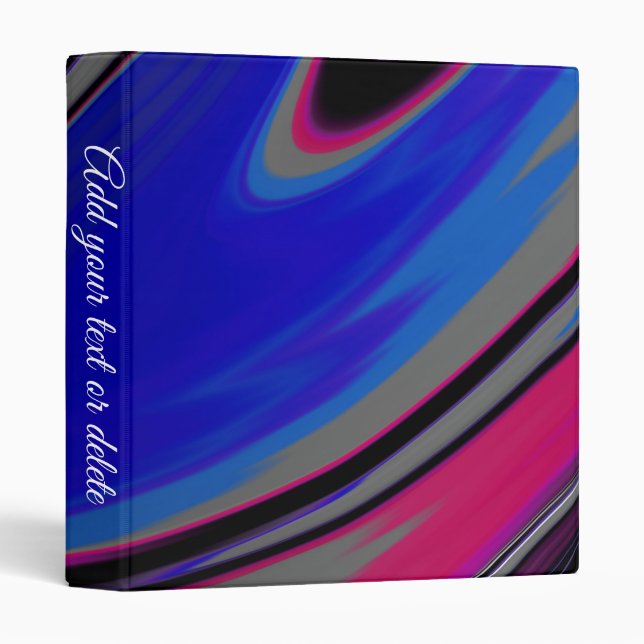 Abstract Blue Gray Magenta With Custom Text 3 Ring Binder (Front/Spine)