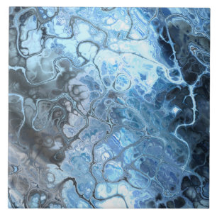 Abstract Blue & Gray Marble Ice Fluid Texture Ceramic Tile