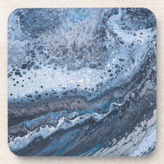 Abstract Blue & Gray Ocean Drift Beverage Coaster