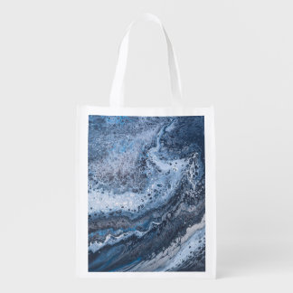 Abstract Blue & Gray Ocean Drift Grocery Bag