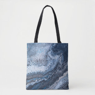 Abstract Blue & Gray Ocean Drift Tote Bag