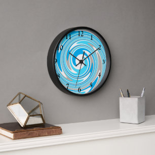 Abstract Blue & Gray Spiral Wall Clock