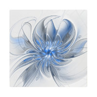 Abstract Blue Gray Watercolor Fractal Art Flower
