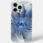 Abstract Blue Gray Watercolor Fractal Art Flower Iphone 15 Pro Max Case at Zazzle