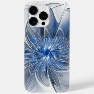 Abstract Blue Gray Watercolor Fractal Art Flower Case-Mate iPhone 14 Pro Max Case