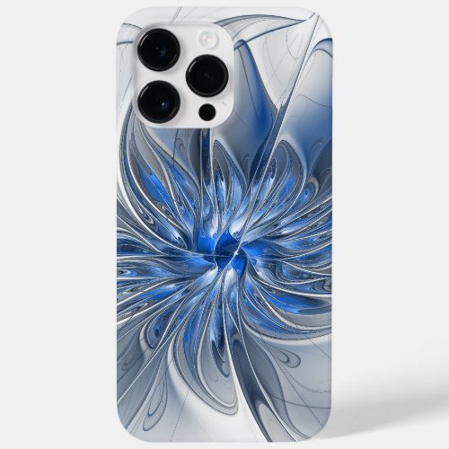 Abstract Blue Gray Watercolor Fractal Art Flower Case_Mate iPhone 14 Pro Max Case