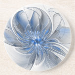 Abstract Blue Gray Watercolor Fractal Art Flower Coaster<br><div class="desc">Unique fantasy flower with shades of blue and gray,  abstract and elegant.
Design for your sandstone coaster and more.</div>