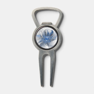 Abstract Blue Gray Watercolor Fractal Art Flower Divot Tool