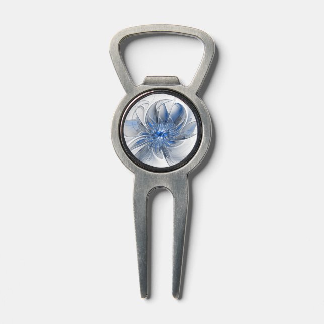 Abstract Blue Gray Watercolor Fractal Art Flower Divot Tool (Composite)
