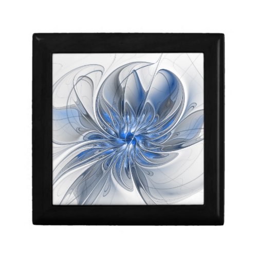 Abstract Blue Gray Watercolor Fractal Art Flower Gift Box