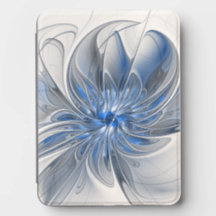 Abstract Blue Gray Watercolor Fractal Art Flower