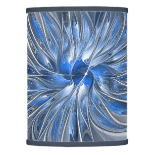 Abstract Blue Gray Watercolor Fractal Art Flower Lamp Shade
