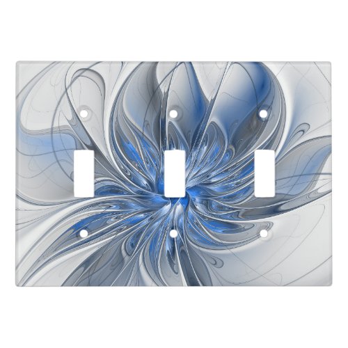Abstract Blue Gray Watercolor Fractal Art Flower Light Switch Cover