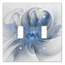 Abstract Blue Gray Watercolor Fractal Art Flower Light Switch Cover