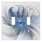 Abstract Blue Gray Watercolor Fractal Art Flower