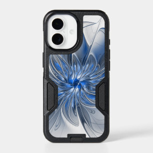 Abstract Blue Gray Watercolor Fractal Art Flower iPhone 17 Case