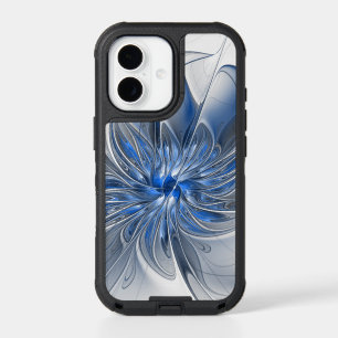 Abstract Blue Gray Watercolor Fractal Art Flower iPhone 17 Case