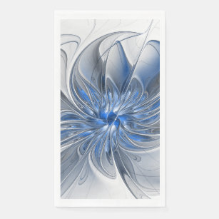 Abstract Blue Gray Watercolor Fractal Art Flower Paper Guest Towels