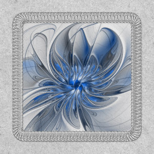 Abstract Blue Gray Watercolor Fractal Art Flower Patch