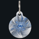 Abstract Blue Gray Watercolor Fractal Art Flower Pet ID Tag<br><div class="desc">A unique fantasy flower with shades of blue and gray,  abstract and elegant.
Design for your pet tag and more.</div>