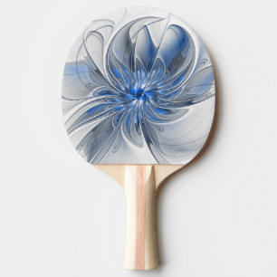 Abstract Blue Gray Watercolor Fractal Art Flower Ping Pong Paddle