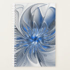 Abstract Blue Gray Watercolor Fractal Art Flower