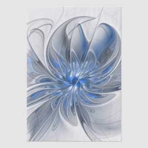 Abstract Blue Gray Watercolor Fractal Art Flower Tissue Paper