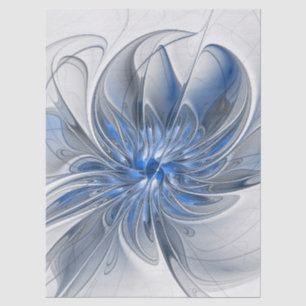 Abstract Blue Gray Watercolor Fractal Art Flower Tissue Paper