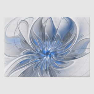 Abstract Blue Gray Watercolor Fractal Art Flower Tissue Paper