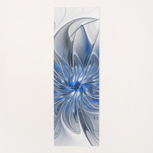 Abstract Blue Gray Watercolor Fractal Art Flower Yoga Mat