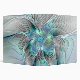 Abstract Blue Green Butterfly Fantasy Fractal Art 3 Ring Binder