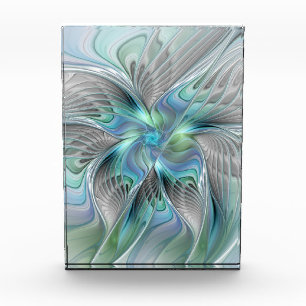 Abstract Blue Green Butterfly Fantasy Fractal Art Acrylic Award