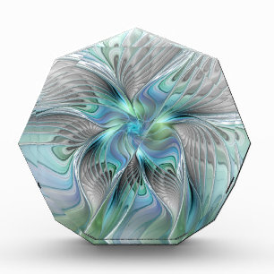Abstract Blue Green Butterfly Fantasy Fractal Art Acrylic Award