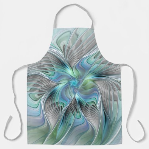 Abstract Blue Green Butterfly Fantasy Fractal Art Apron