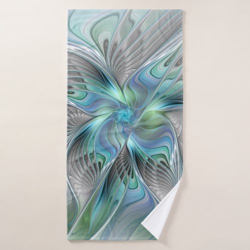 Abstract Blue Green Butterfly Fantasy Fractal Art Bath Towel