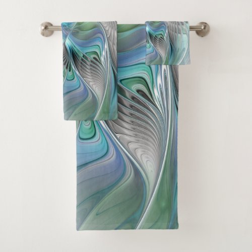 Abstract Blue Green Butterfly Fantasy Fractal Art Bath Towel Set