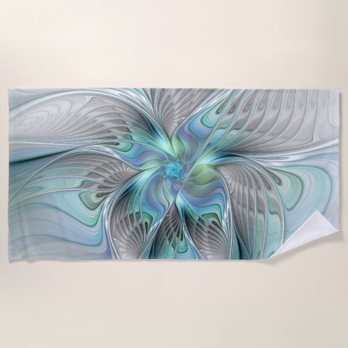Abstract Blue Green Butterfly Fantasy Fractal Art Beach Towel