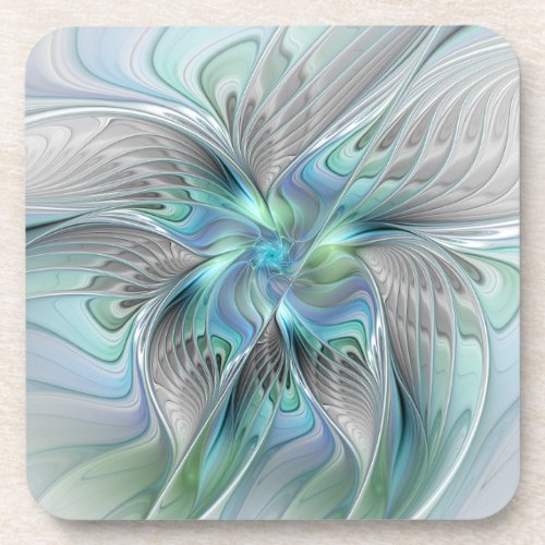 Abstract Blue Green Butterfly Fantasy Fractal Art Beverage Coaster