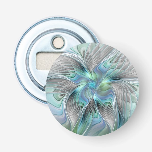 Abstract Blue Green Butterfly Fantasy Fractal Art Bottle Opener (Front)