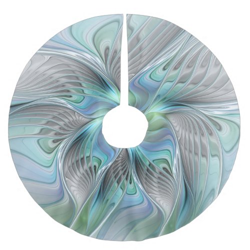 Abstract Blue Green Butterfly Fantasy Fractal Art Brushed Polyester Tree Skirt