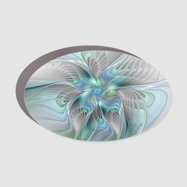 Abstract Blue Green Butterfly Fantasy Fractal Art Car Magnet (Front)