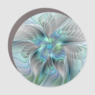 Abstract Blue Green Butterfly Fantasy Fractal Art Car Magnet