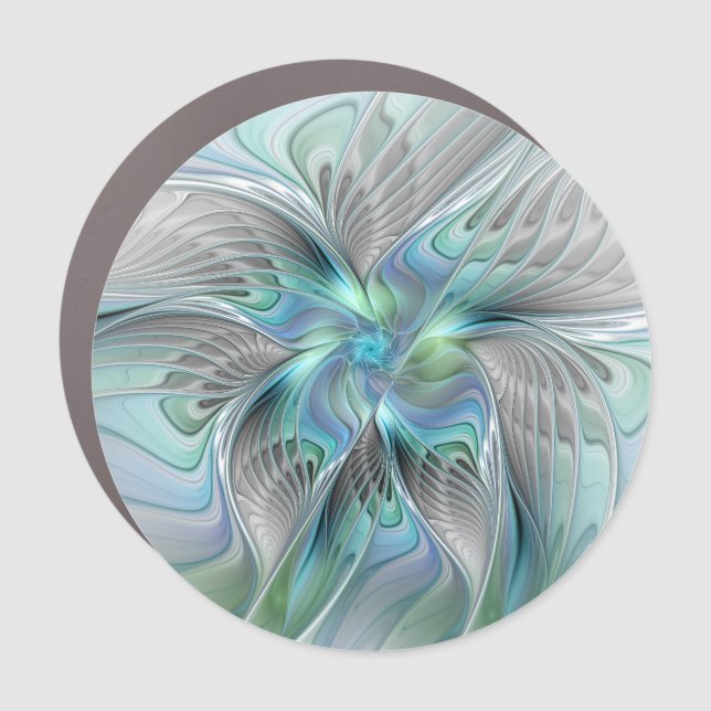 Abstract Blue Green Butterfly Fantasy Fractal Art Car Magnet (Front)