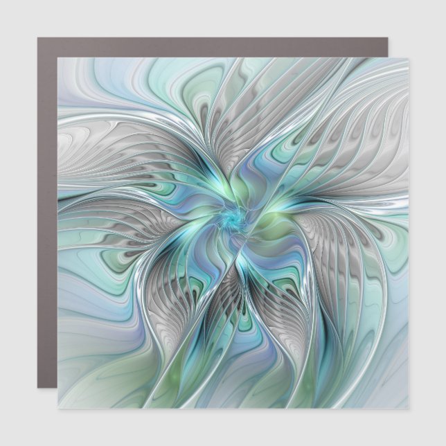 Abstract Blue Green Butterfly Fantasy Fractal Art Car Magnet (Front)