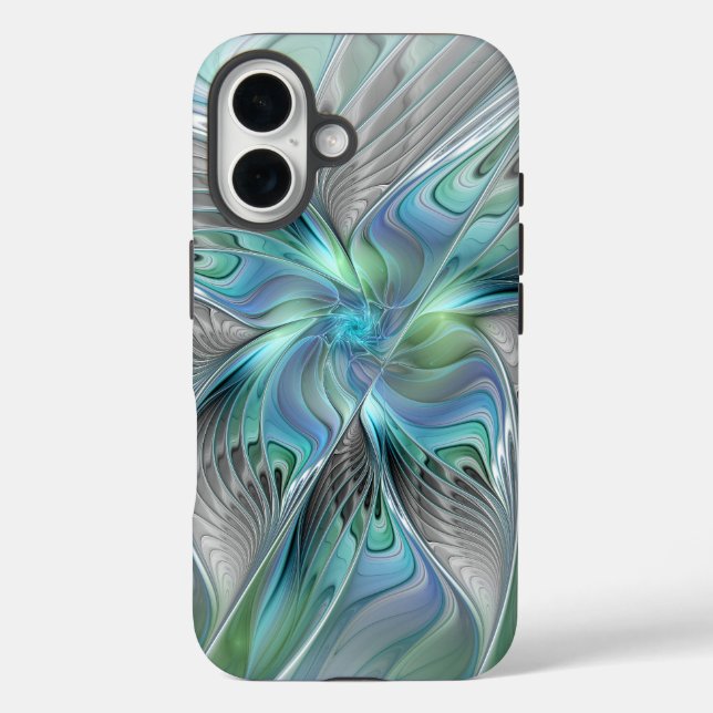 Abstract Blue Green Butterfly Fantasy Fractal Art Case-Mate iPhone Case (Back)