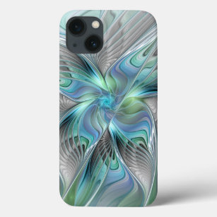 Abstract Blue Green Butterfly Fantasy Fractal Art iPhone 13 Case
