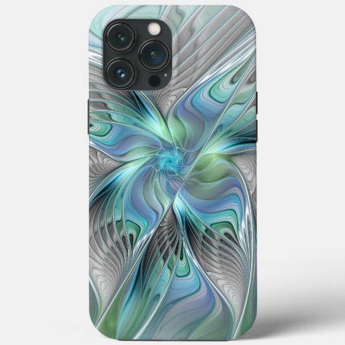 Abstract Blue Green Butterfly Fantasy Fractal Art iPhone 13 Pro Max Case