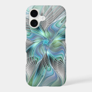 Abstract Blue Green Butterfly Fantasy Fractal Art iPhone 17 Case